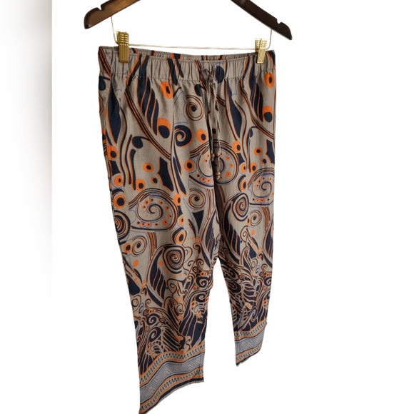 Punjammies by Sudara Abstract Fun Print Drawstring Pants Size Medium Gray Orange - Picture 3 of 17